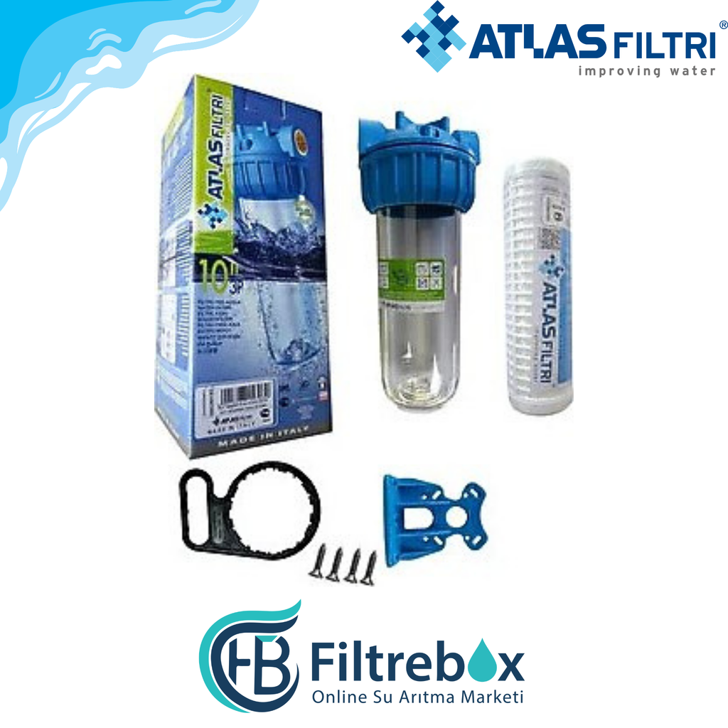 Atlas - 10''  - 1'' Şeffaf Housing ( Filtre Dahil)