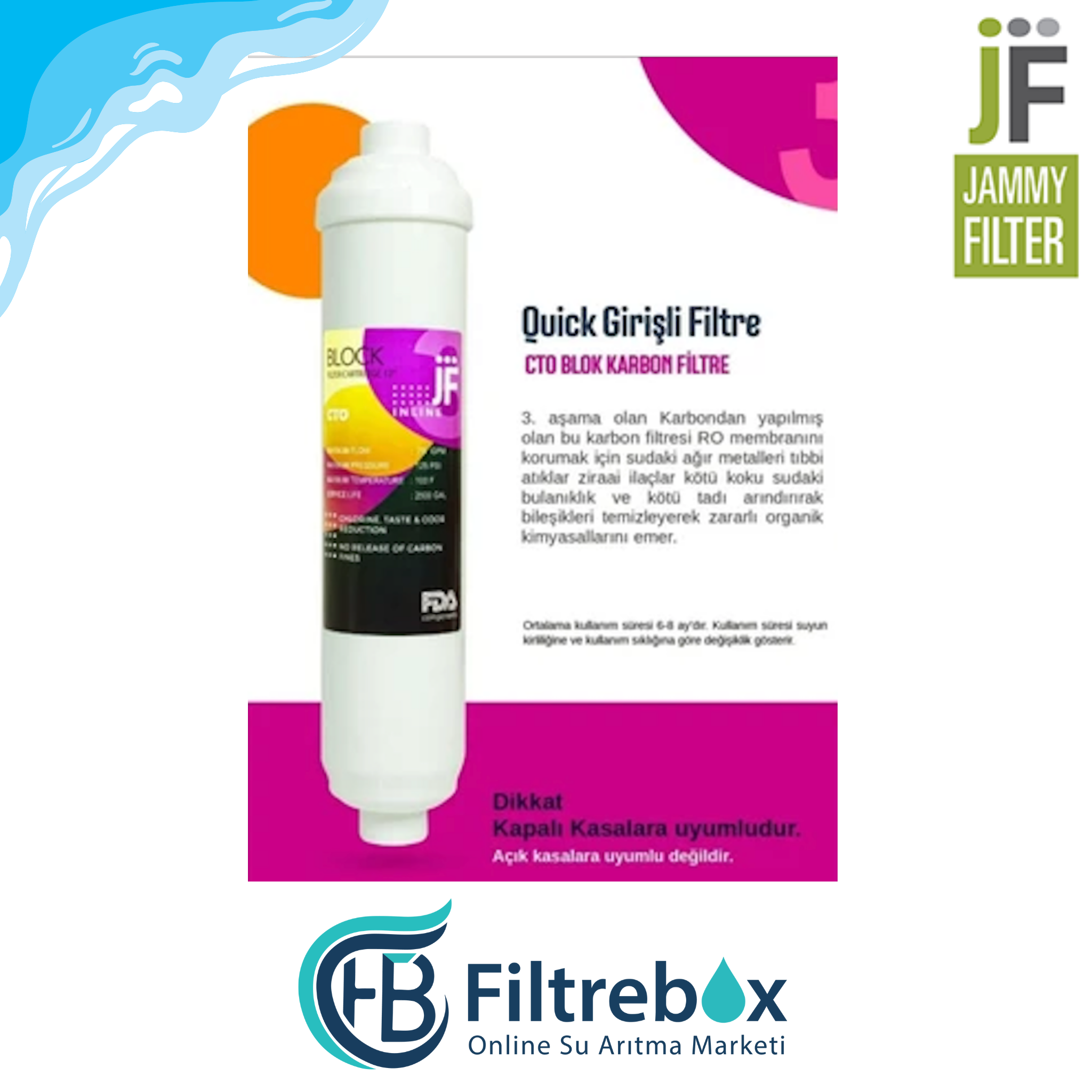 12'' Inline CTO Blok Karbon Filtre